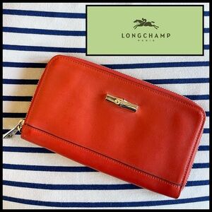 Longchamp Classic Roseau Zip Around Wallet in Terracotta. New.